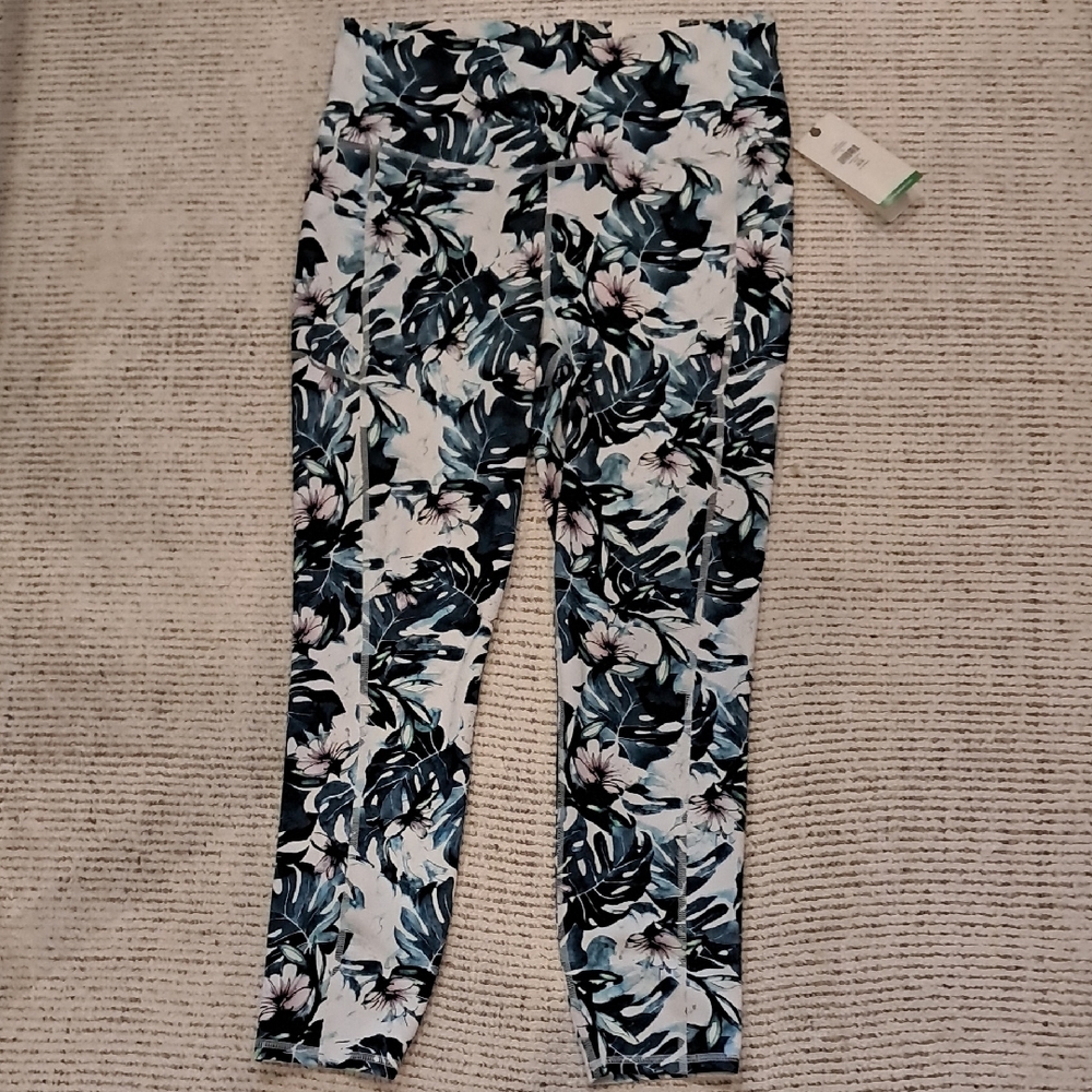 GAIAM Blue and White Floral Leggings